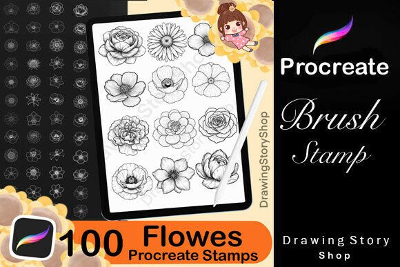 100 Floral Botanical Procreate Stamps