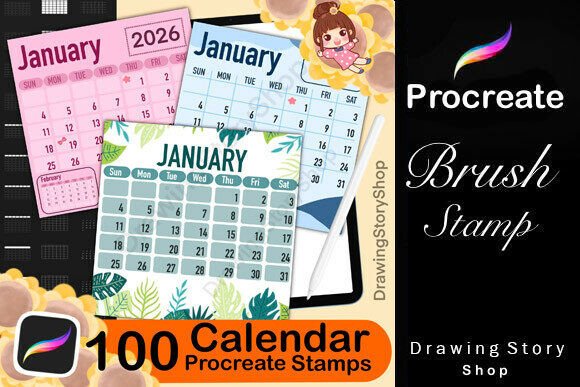 100 Procreate Calendar Stamp Brush Set: A Practical Tool for Digital Planners and Creative Professionals