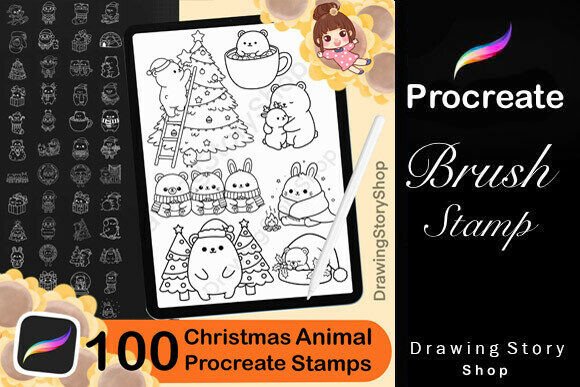 100 Procreate Christmas Animal Stamps: A Creative Essential for Digital Artists and Entrepreneurs