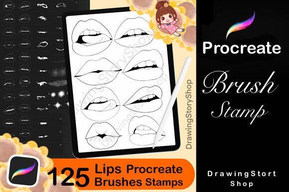 125 Procreate Lip Stamps Brushes