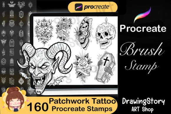 160 Flash Tattoo Procreate Bundle