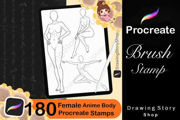 180 Procreate Stamps, Female Anime Body: A Practical Resource for Digital Artists
