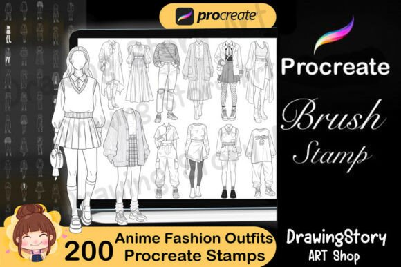 200 Anime Korean Fashion Outfit Stamps: A Must-Have Tool for Digital Artists