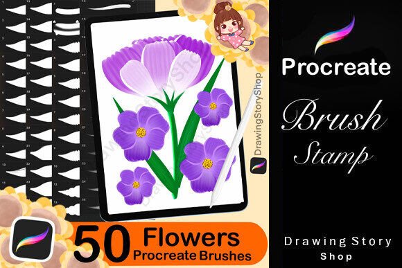 50 Flower Brush Procreate: Flower Maker for Creative Digital Artists