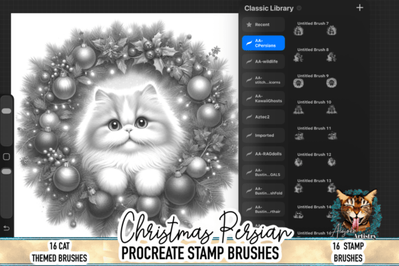 Christmas Persian Cat Procreate Brushes: Festive Feline Flair for Digital Artists