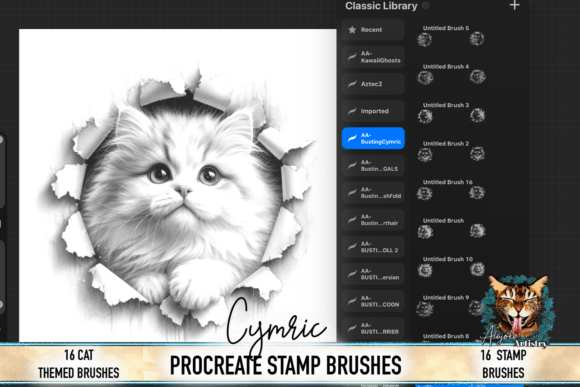 Cymric Cat Procreate Stamp Brushes: A Unique Toolkit for Feline Art Enthusiasts