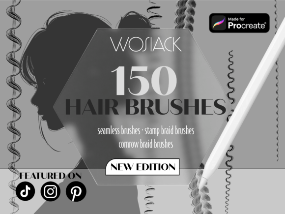 Master Hair Art in Procreate with 150 Specialized Brushes