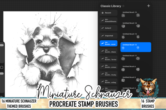 Miniature Schnauzer Procreate Brushes: Bringing Personality to Digital Pet Art