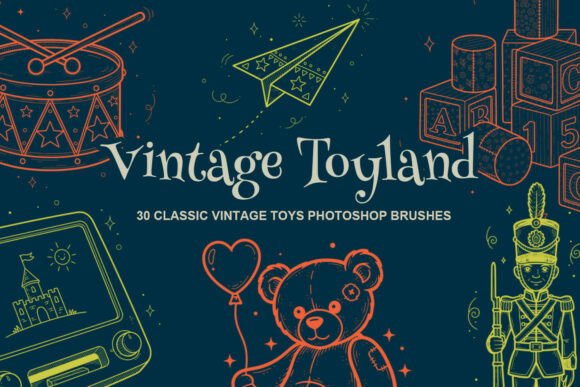 Vintage Toys Photoshop Stamp Brushes: Nostalgic Design Made Simple
